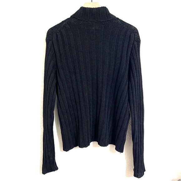 Vintage 90’s Polo Ralph Lauren Linen Ribbed Turtle Neck Sweater Black Size M - Picture 2 of 11